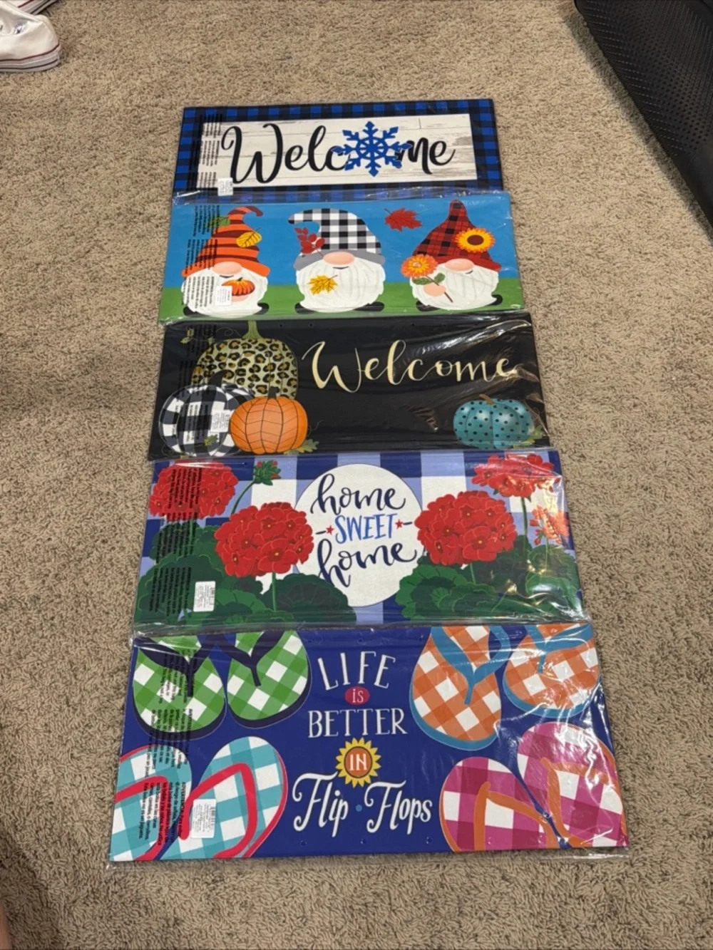 Welcome, Flip Flops, Home Sweet, Nomes Rug Inserts Switch Door Mat 10x22 (5)